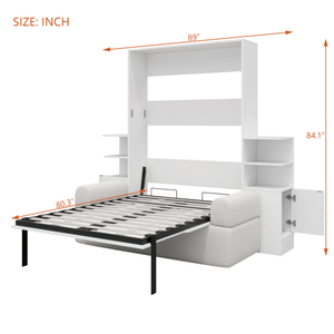 [Stock US] <span class=keywords><strong>Lit</strong></span> <span class=keywords><strong>mural</strong></span> pleine taille avec canapé et armoires de rangement pour petite pièce, livraison rapide depuis l'entrepôt US, MOQ 1 unité - Product Image 5