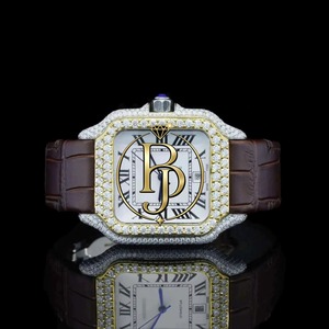 Montre de luxe carrée Shanghai avec lunette saphir, cadran blanc, chiffres romains, 20 mm, entièrement sertie de pierres, BJ006 High - Product Image 4