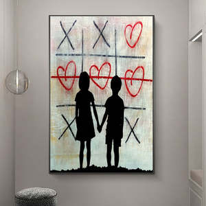 <span class=keywords><strong>Graffiti</strong></span> Wall LOVE Art Pictures Boy and Girl Street Art Posters lienzo pintura para sala de estar decoración del hogar - Product Image 1