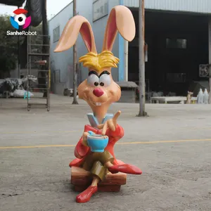 Fiberglass Cartoon Rabbit Animal Sculpture Staue Model