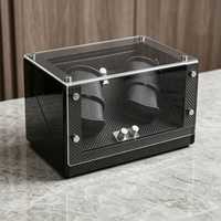 Boîte à montres automatique de luxe écologique en fibre de carbone et verre, modèle T.Wing-Pak, avec 4 remontoirs gyroscopiques rectangulaires pour montres