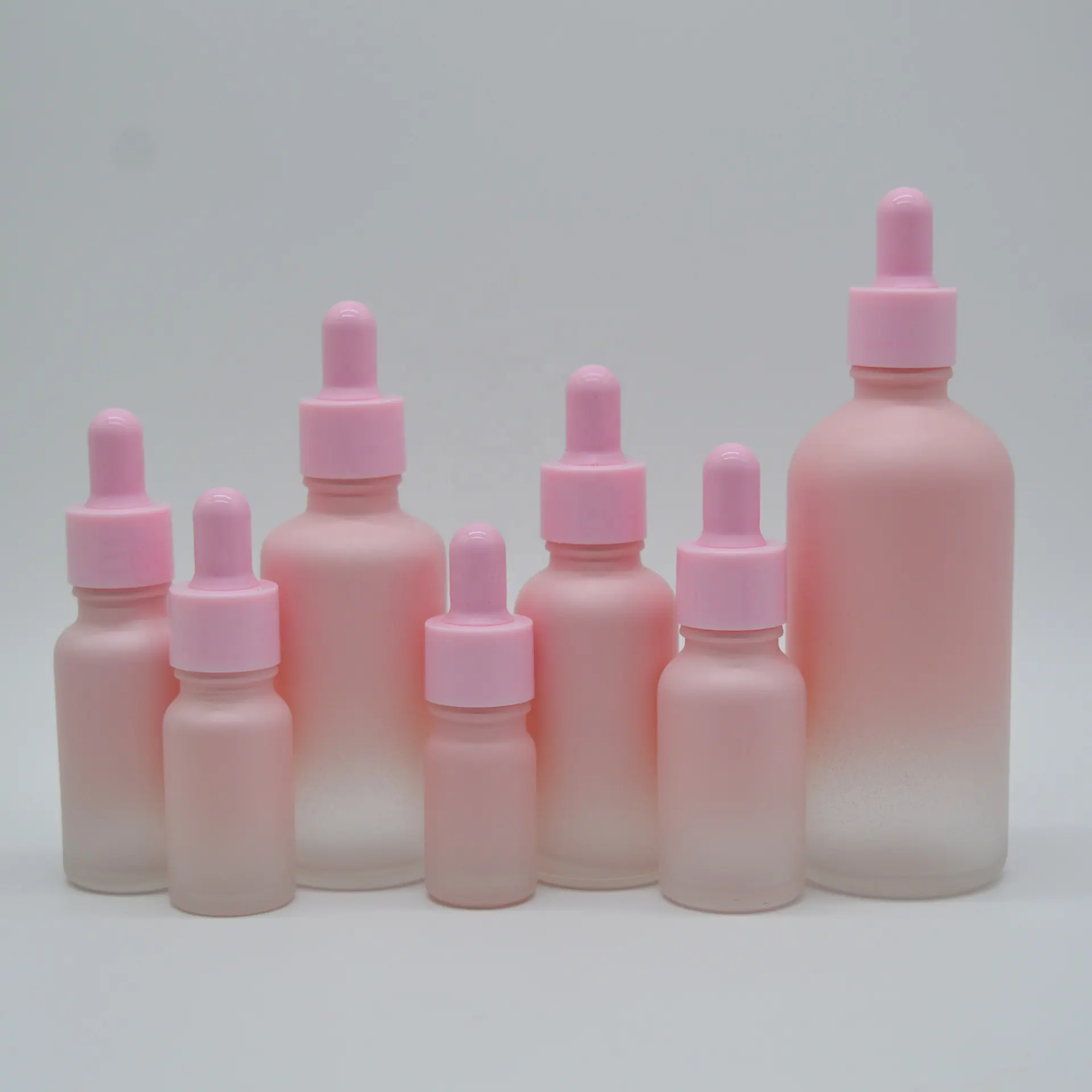 Benutzer definierte runde matte Farbverlauf rosa Kosmetik verpackung 1 Unze Glas Tropf flaschen für Öl