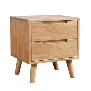 Solid Wood Bedside Table 2 <b>Drawers</b> Durable Storage Bedroom Furniture - Product Image 3