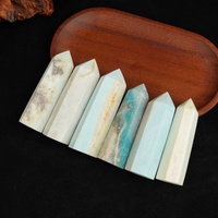 Tour de cristal en amazonite naturelle à pointe unique, obélisque en pierre précieuse bleue polie pour la méditation Reiki, le soulagement de l'anxiété et la guérison