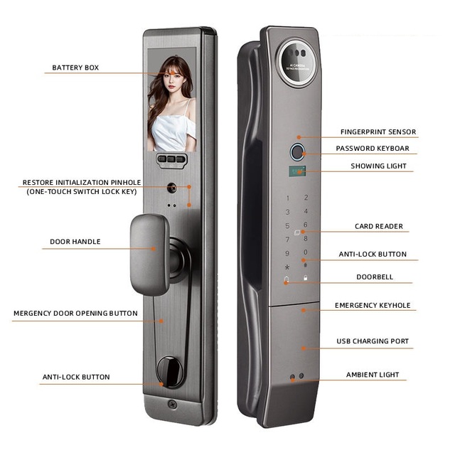 WiFi Connected High-Security Fingerprint Aluminum Smart Lock Memory Card Code Access Mobile App Control for Residential