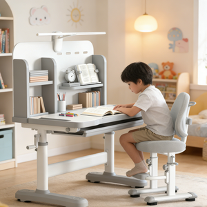 Scrivania Ergonomica Regolabile in Altezza per Bambini con Libreria, Banchi e Sedie Scolastiche, Scrivanie per <span class=keywords><strong>Studenti</strong></span> a Casa - Product Image 4