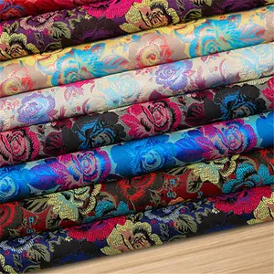 Popular New Arrival Charming Elegant Brocade Fabric Jacquard Peony Colorful 90cm Width for Men Women Garments Suit Apparel