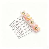 Peigne à cheveux Kawaii mini coquillage fleur strass multicolore pour femmes et filles, accessoires capillaires pour le quotidien, l'été, la plage, les mariages, les bals de promo et les fêtes