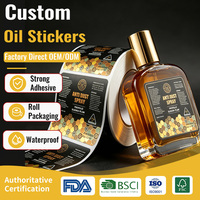 Autocollants personnalisés pour huiles essentielles, imperméables, résistants aux déchirures, pour parfums et soins de la peau, impression d'étiquettes brillantes argentées et dorées, estampage à chaud, PET