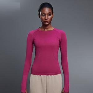 <span class=keywords><strong>Camiseta</strong></span> larga de cuello redondo de color sólido, <span class=keywords><strong>Camiseta</strong></span> deportiva de gimnasio, <span class=keywords><strong>camiseta</strong></span> de Yoga de manga larga para fitness - Product Image 4