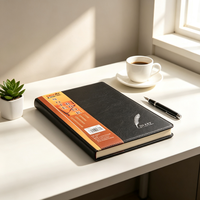 Carnet en cuir PU B5 18K, 70 feuilles, couverture noire, carnet de notes plume, bloc-notes professionnel, 96 pièces/carton, vente en gros