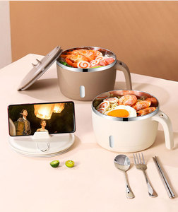 Ciotola domestica per bambini 304 <span class=keywords><strong>acciaio</strong></span> inossidabile in metallo circolare insalatiera con coperchio Lunch Box con <span class=keywords><strong>porta</strong></span> telefono - Product Image 1