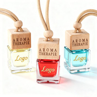 Botol Parfum Gantung Pengharum Mobil Kaca Hitam Berkerah, Kosong, Warna Dapat Disesuaikan, 5ml 8ml 10ml 15ml