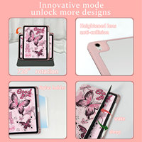 Étui personnalisable pour iPad à trois volets rotatifs à 720 ° avec fente pour stylo et motif de dessin animé étuis et étuis pour tablette