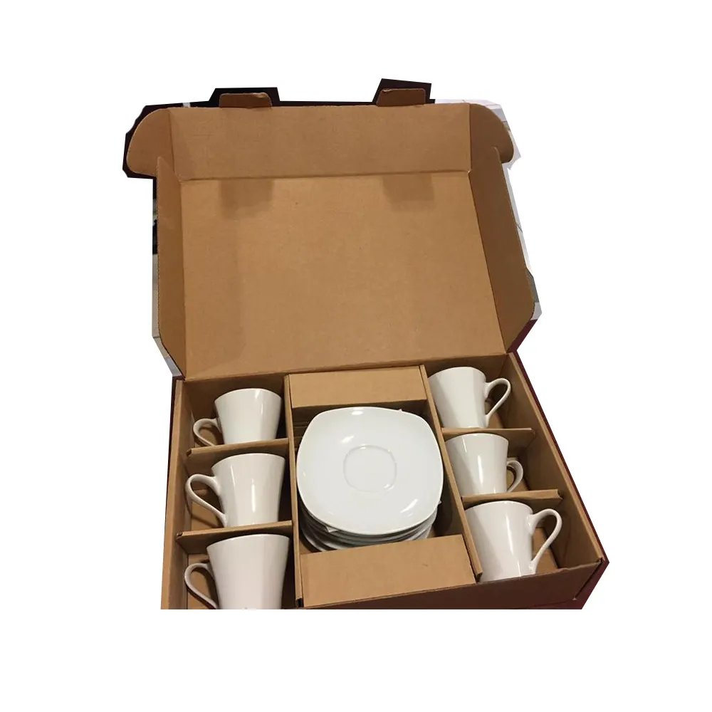 Conjunto de copo para chá de café, embalagem com gaveta logotipo personalizado simples branco cerâmica porcelana cappuccino espresso