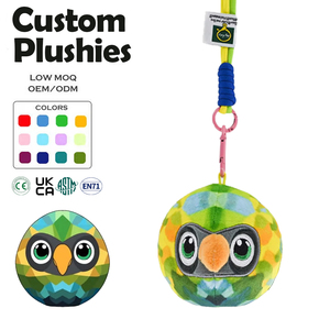 Porte-clés en peluche <span class=keywords><strong>perroquet</strong></span> avec yeux brodés en 3D, tissu aux couleurs vives, cordon robuste, breloque pour sac, OEM ODM - Product Image 1