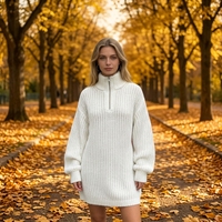 Casio Custom 2025 – Cardigan tendance pour femme, hiver, devant ouvert, pull tricoté à manches longues, fermeture éclair épaisse, collection automne