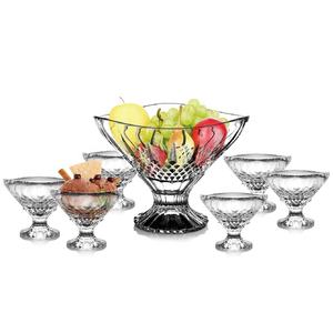 Set di 7 pezzi di vetreria nuovo design trasparente vintage inciso ciotola di frutta in <span class=keywords><strong>vetro</strong></span> con piccola ciotola di gelato set di <span class=keywords><strong>ciotole</strong></span> di <span class=keywords><strong>vetro</strong></span> per 6 persone - Product Image 2