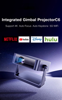 Mini Proyector de Juegos Inteligente Portátil C6 Android 3D 4K, Cine en Casa, WiFi, Versión Android 9, 300 Lúmenes, Altavoces Integrados, Alcance Corto