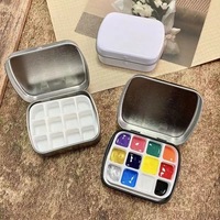 XinyiArt – Trousse de voyage en métal pour peinture acrylique, palette vide à 12 compartiments, mini palette de peinture en plastique pour aquarelle DIY