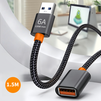 6A 120W USB 3.0 Verlängerungskabel Buchse auf Stecker Verlängerungskabel Hochgeschwindigkeits-Datenübertragungskabel für Computer Kamera TV-Kabel