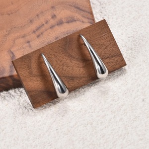 1 Paire de Boucles d'Oreilles Clous Goutte d'Eau en Acier Inoxydable Plaqué Or et Argent, Inoxydables, Polies, pour Femme, Accessoire de Bijouterie - Product Image 1
