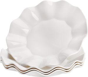 Melamin yemek tabağı beyaz çiçek şekilli parti gıda sınıfı toptan özel renk özel Logo baskılı çevre dostu tarak dalgalı - Product Image 1