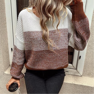 Automne hiver femmes pull rayé pull pour <span class=keywords><strong>Amazon</strong></span> vente chaude tout match haut tricoté mode européenne américaine - Product Image 2