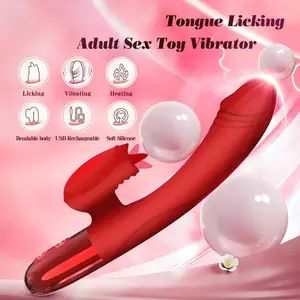 Factory Supply Strong Powerful Adult Sex Toys For Women Heated Soft Tongue Licking G Spot Rabbit Vibrator