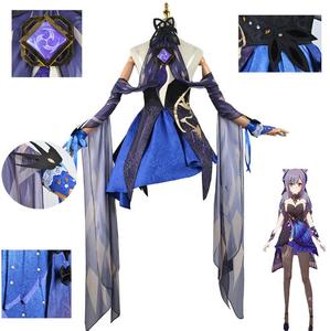 Ecowalson Disfraz de Cosplay de Anime Keqing, Nuevo Traje de Juego, Precioso y Sexy Vestido de Ke Qing Genshin, <span class=keywords><strong>Peluca</strong></span> y Accesorios de Cómic - Product Image 4