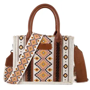 Custom Logo Fashion Lightweight Large Capacity Boho Ethnic Pattern Daily Used Shoulder Crossbody Tote Hand Bag