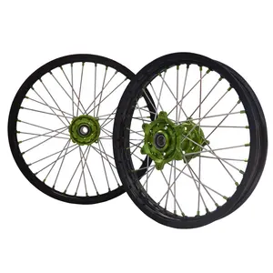 21 ''19'' 18 ''inç KX/KXF/KLX Motocross spor bisiklet ile CNC alaşım spoked tekerlekler yeşil hub