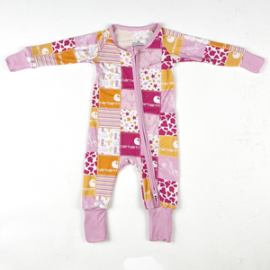 Pigiama per Neonati ZhengPai Personalizzato con Stampa Patchwork e Cerniera in Bambù, Tutina in Maglia per Bambini 0-12 Mesi - Product Image 1