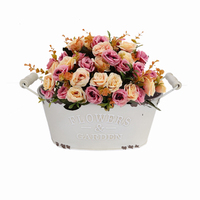 Seau en fer antique rétro paniers en étain jardinière vase à fleurs vintage conteneur de jardinage pot en zinc galvanisé en gros