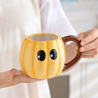 Tasse à café en céramique saisonnière en gros, motif citrouille d'Halloween, 420 ml, pour café, restaurant, hôtel, usage quotidien à la maison