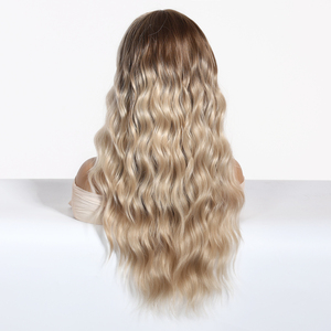 Dark Roots Blonde Obre Cinturón sintético rizado africano Peluca de mar Mezcla mate Fibra resistente al calor de foto real de alta densidad - Product Image 6