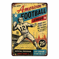 Plaque Métallique Vintage Personnalisée Imperméable avec Motif Football Américain pour Décoration Murale de Club ou Chambre – Vente en Gros