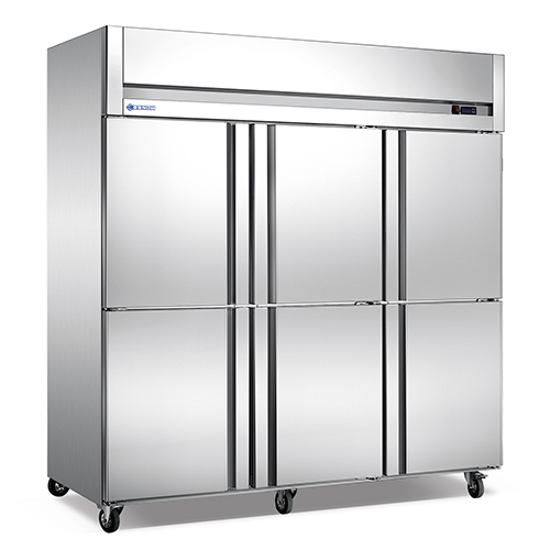 1400L Hotel Kitchen Commercial Upright Freezer 6 Door Air Cooled Single Temperature Deep Fridge -18~0°Temp Electric Source