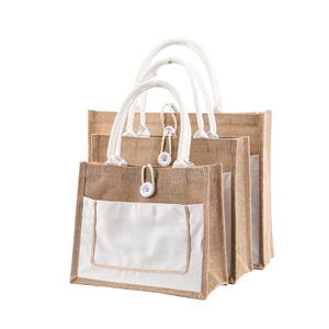 Bolsa de Yute Reutilizable, Impermeable y Ecológica, Color Caqui, con Asas, Logotipo y Diseño Personalizados, Tamaño Pequeño para Compras, Marca Xinxi - Product Image 1