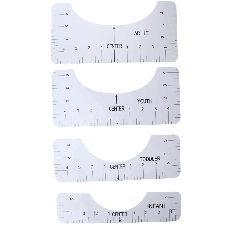 RAYBIN 4pcs DIY 휴대용 PVC 라운드 넥 바느질 정렬 T 셔츠 눈금자 가이드 도구