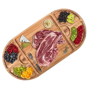Ensemble de planches à découper en bambou détachables 26x13 pouces, plateau de service multifonctionnel pour fromage, steak, fruits avec compartiments - Product Image 2