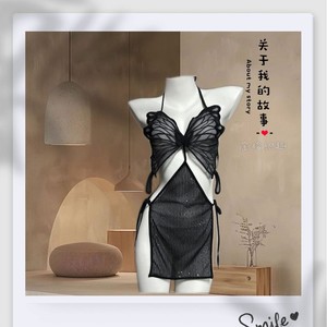 Camisón Sexy Tejido Golden Shuttle con Cuello Halter y Diseño de Mariposa, Ropa de Dormir para Mujer, Tela Suave de Poliéster - Product Image 2