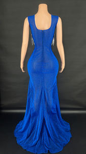 Gaun <span class=keywords><strong>Prom</strong></span> berkilau model baru gaun pengiring pengantin biru dongker elegan untuk Klub - Product Image 6