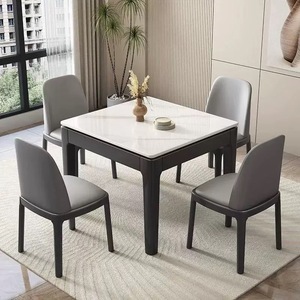 Phong Cách Bắc Âu Sang Trọng Hiện Đại Quảng Trường Bằng Đá Cẩm Thạch Rắn Gỗ Bàn Ăn Ghế Đặt 4 6 Chỗ Ngồi Đầy Đủ Không Gian Nhỏ Đồ Nội Thất Thiết Kế Giá Rẻ - Product Image 5