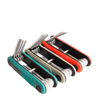 Obeng Hexagon Torx Baja Karbon OEM yang Dapat Disesuaikan, Desain Lipat Universal Metrik, Alat Kunci Tangan dengan Kunci Silang untuk DIY