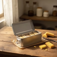 Fournisseur direct d'usine, boîte alimentaire en fer blanc 150x60x60mm / boîte à biscuits, faible MOQ, vendue par carton, boîte en métal de qualité alimentaire