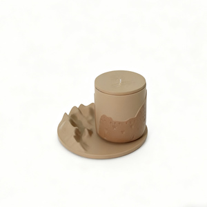 C & H Bougie parfumée beige chic <span class=keywords><strong>de</strong></span> style désert saoudien en ciment personnalisé pour salon, chambre et <span class=keywords><strong>salle</strong></span> <span class=keywords><strong>de</strong></span> <span class=keywords><strong>bain</strong></span> - Product Image 1