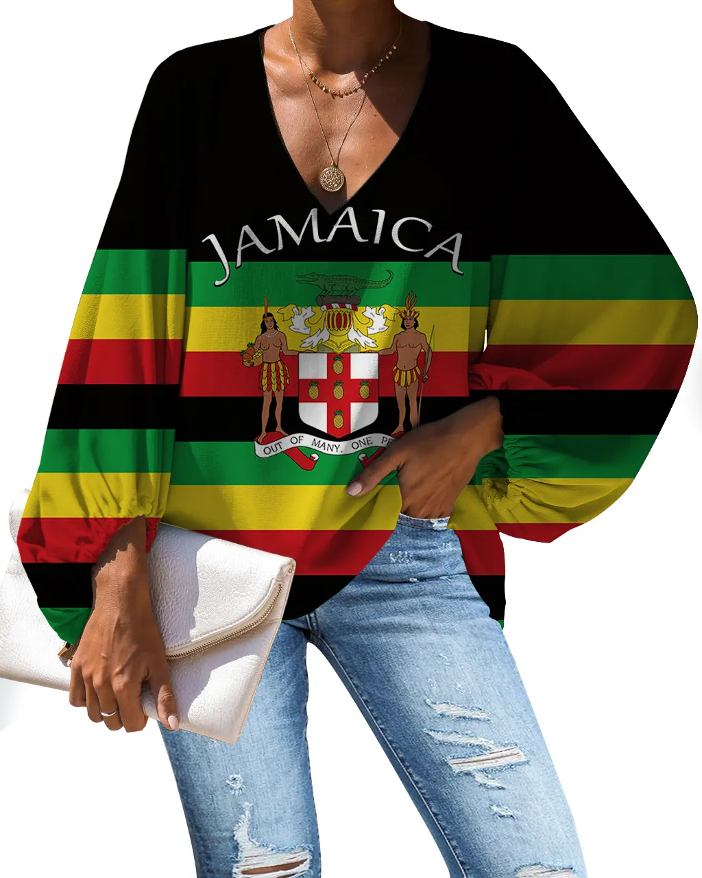 2021 grande Taille À La Mode Vêtements En Mousseline De Soie Chemisiers style Jamaïcain Impression Femmes Top Personanlized chemisier femme
