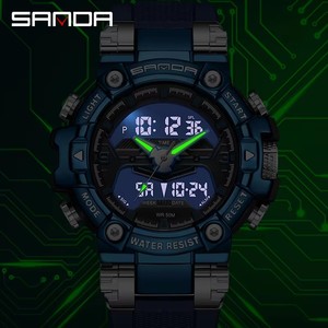 SANDA 3186 <span class=keywords><strong>LED</strong></span> orologio sportivo digitale per gli uomini 50M orologio impermeabile sveglia doppio <span class=keywords><strong>Display</strong></span> orologio da polso orologi al quarzo per gli uomini - Product Image 2