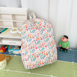 Floral print <b>large</b> capacity lightweight <b>backpack</b> adjustable shoulder straps breathable double shoulder bag daily commute - Product Image 1
